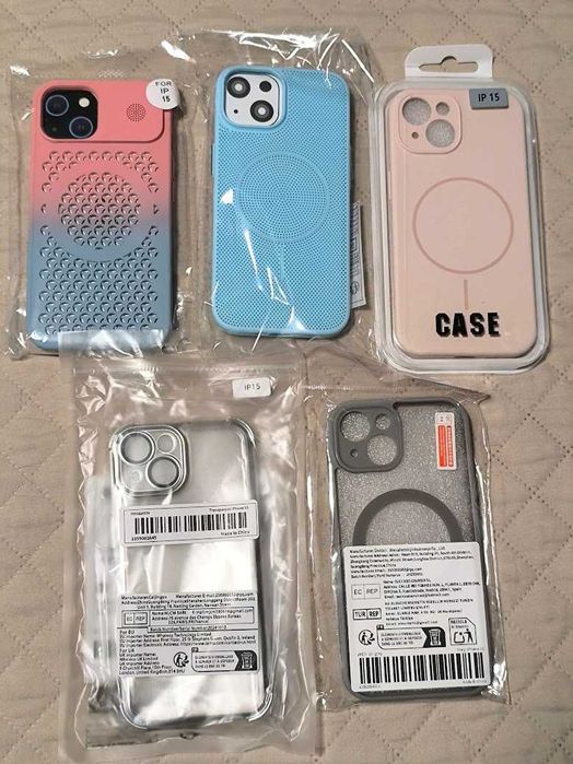 iPhone 15 case,  пет(5) броя протектри