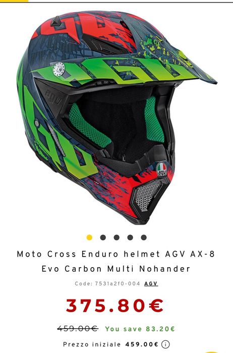 Vand  Cască Moto Cross Enduro Copii AGV AX-8 Evo Carbon Multi Nohander