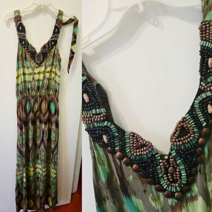 Макси-платье от Promod зелёное 42-44 S