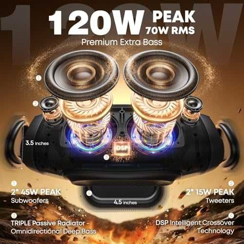 Bluetooth колонка W-KING X10 120W IPX6 42 часа