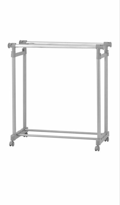 Suport / stander haine cu doua bare umerase, metal + plastic, 90 / 139 x 42.5 x 95.5 / 169 cm