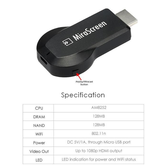Mirascreen WiFi HDMI stick TV