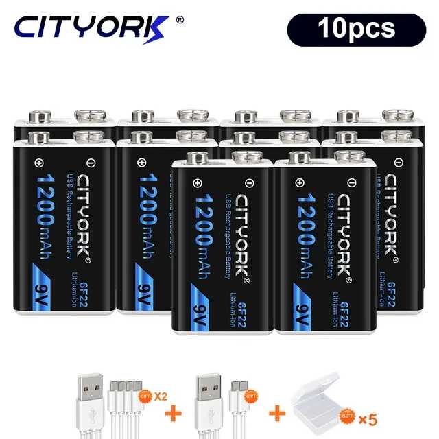 Крон батарейка CITYORK 1200 мАч перезаряжаемая литий-ионная батарея 9В