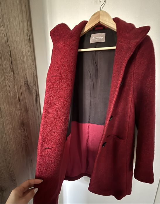 Palton lana Christian Berg -cu lână virgina - marimea  S/36 - burgundy