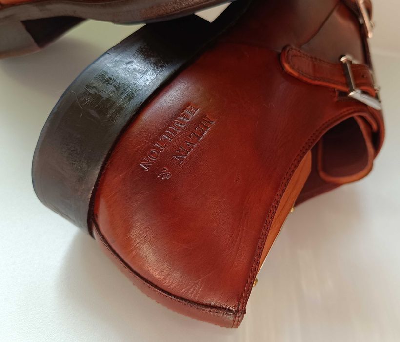 Pantofi monk 45.5 46 lucrati manual Melvin & Hamilton piele naturala