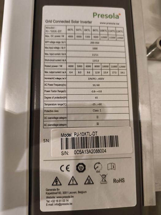 Invertor Presola 10KW/h trifazic ongrid nou