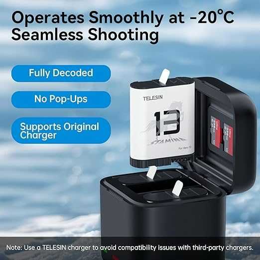 TELESIN Endurance батерии и зарядно GoPro 13