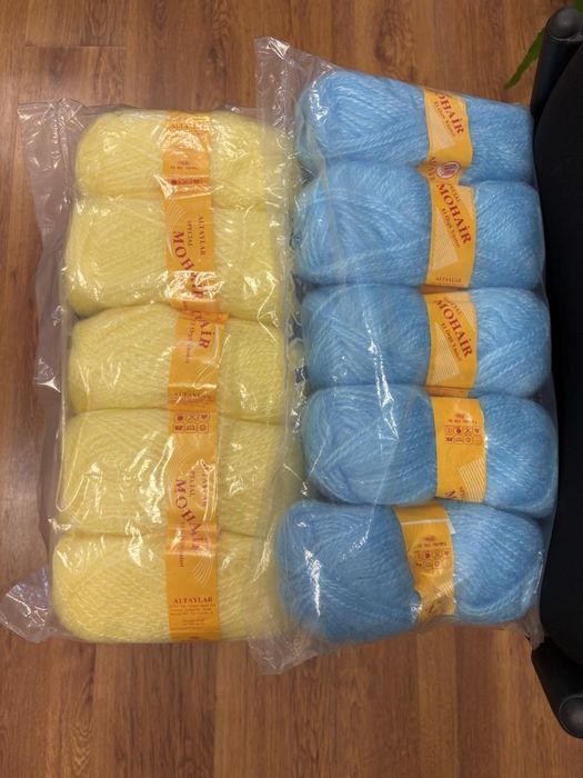 Прежда в синьо, жълто, лилава нова