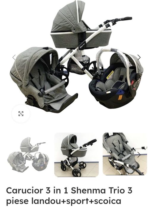 Vând Cărucior 3in1, sport, ladou, scoică
