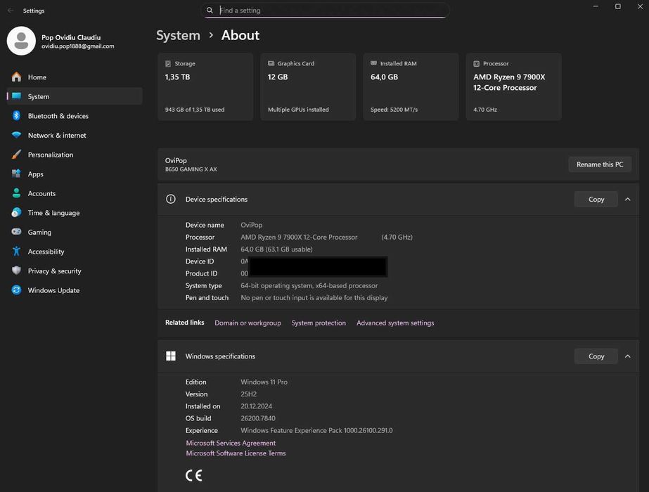 PC AMD Ryzen™ 9 7900X, 64GB DDR5, RX 6700 XT, Monitor Dell 34