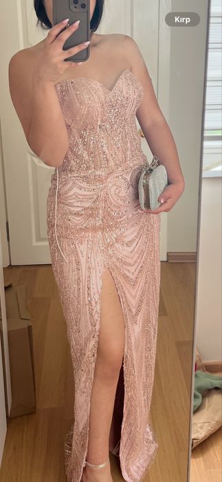 Бална рокля розова с камъни