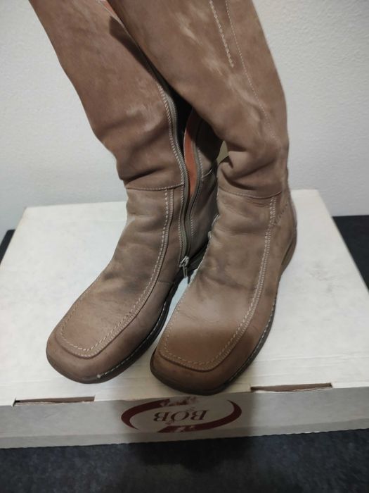 Cizme BOB piele intoarsa crem