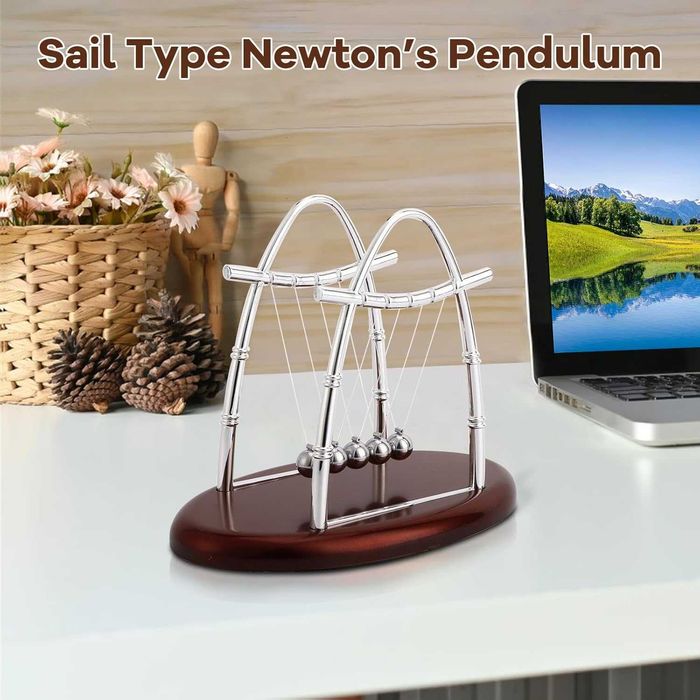 Pendulul lui Newton 5 bile, cadou original pentru birou, 23 x 14 cm