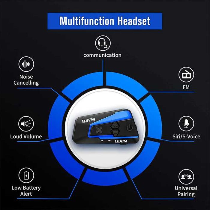 Intercom moto Lexin B4FM-X, Noise Cancellation, Universal Off-road, 2000m (NOU)