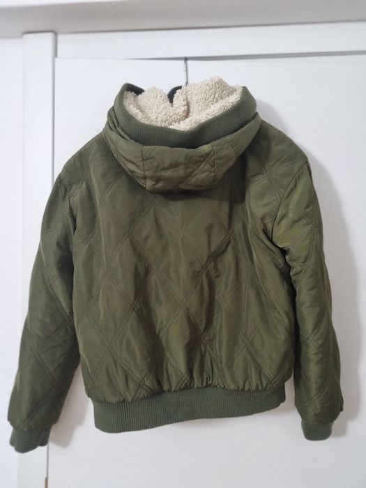 Geaca dama bomber cu gluga kaki cu blana interioara, mărimea S