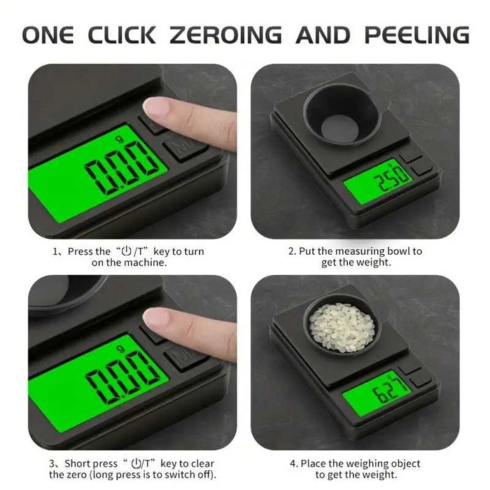 Cantar bijuterii capac negru 2 zecimale 0.01g - 1000g LCD Iluminat