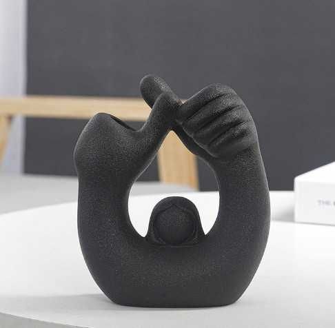 Керамична ваза за цветя, креативна интериорна декорация, цвят: черно