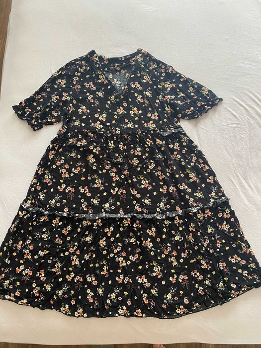 Черна памучна рокля размер L, XL