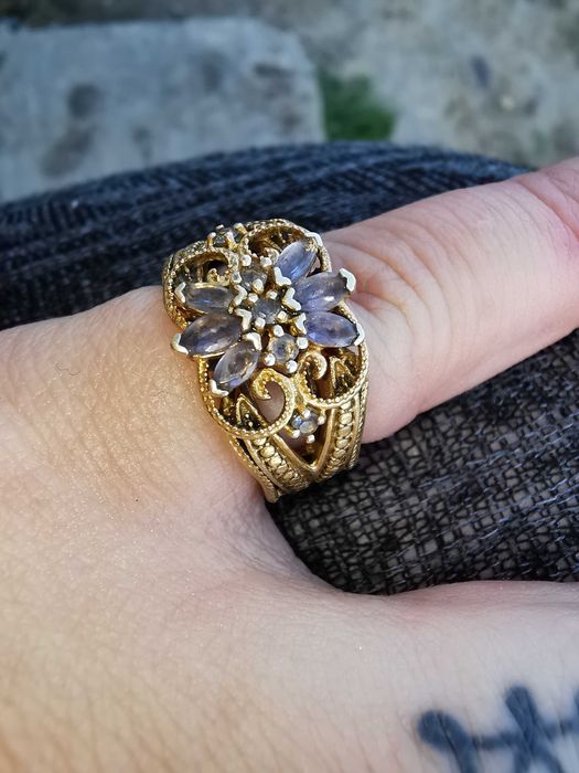 Inel placat cu aur, cu ametist