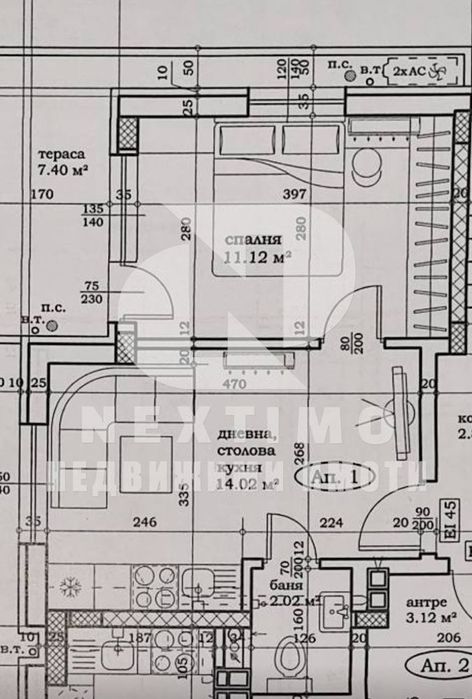 2-стаен в Пловдив-Център площ 53 цена 111300