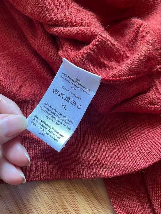 Pulover caramiziu din lana merinos Dressmann