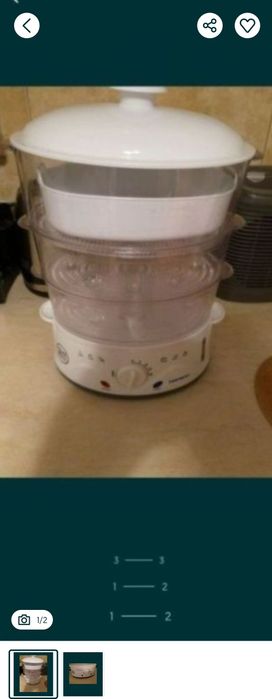 Aparat de gatit cu aburi Daewoo 900 W, 3 cosuri, 8.5 l, Timer