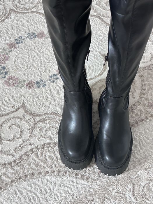 Ботфорты черные кожаные