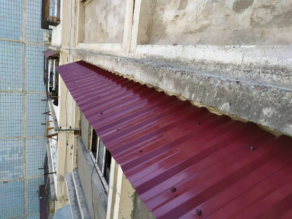 Установка бесшумного козырька, мойка окон, фасад, альпинист, высотники