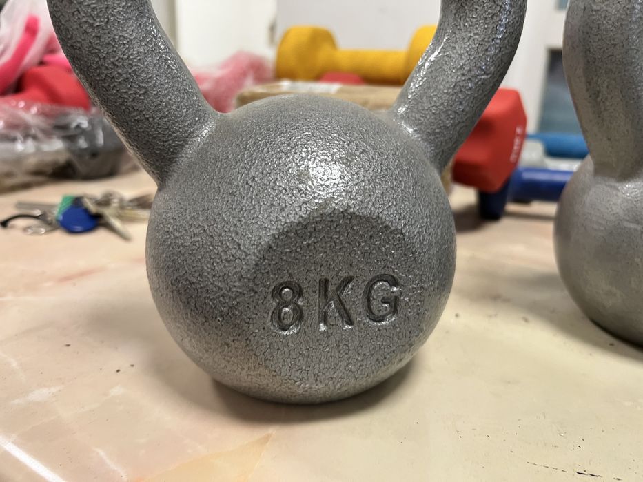 Gantere Kettlebell set 8 kg+8 kg=16 kg noi Germany otel, fier silver P