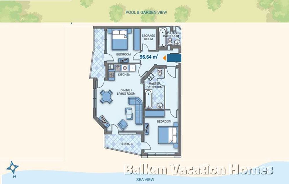 Тристаен апартамент с морска гледка във Varna Southbay Residence