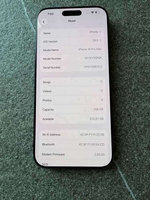 Перфектен! iPhone 16 Pro Max 256GB Black 92% батерия