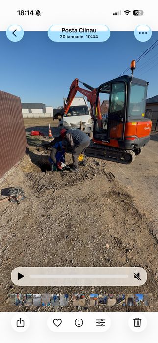 Miniexcavator servicii excavari sapaturi santuri fundatii beciuri fose piscine apa gaz canalizare