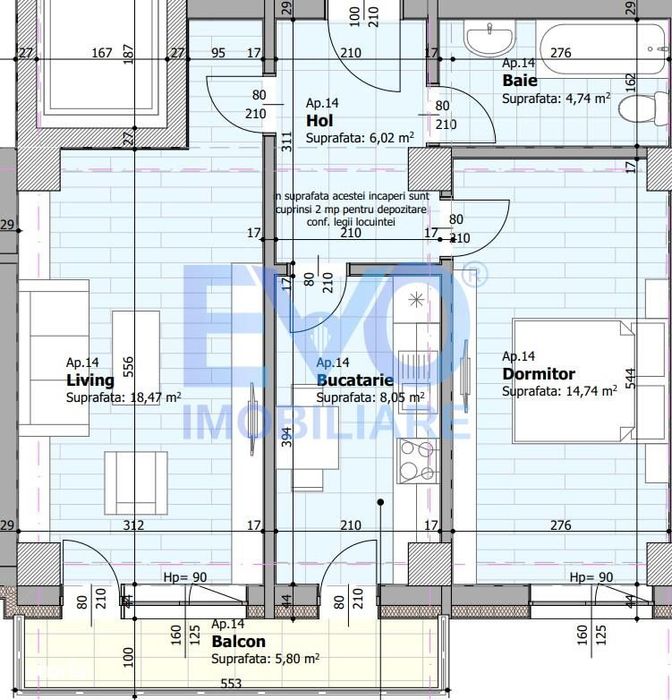 Apartament cu 2 camere, bloc nou, 57.81 mp, Comision 0%, zona Galata