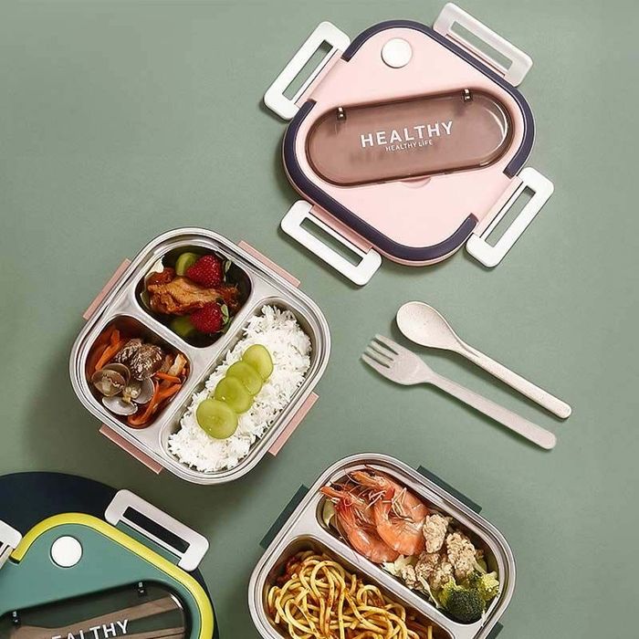 Кутия за храна за училище или работа, с прибори 1000 мл, 2 цвята