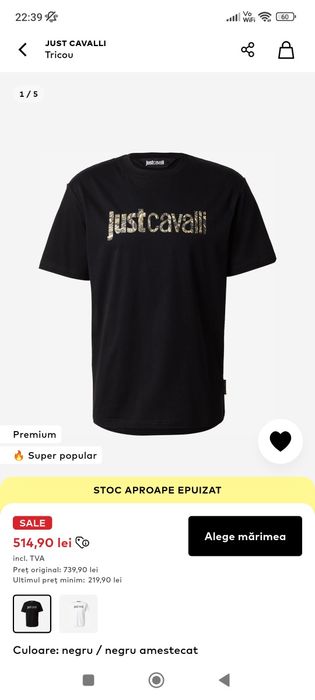 Oferta Tricou JUST CAVALLI original 100% colectia noua marimea L model editie limitată