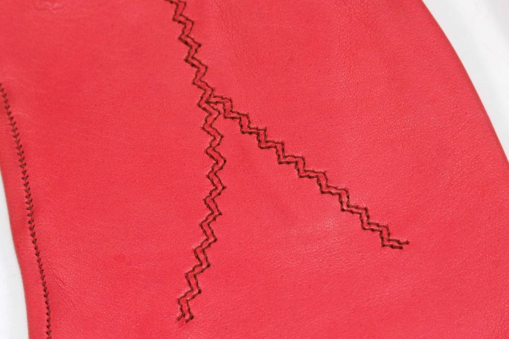 MANUSI dama, elegante, piele naturala fina, rosu-piersica, ABSOLUT NOI