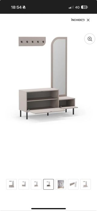 Vand cuier cu oglinda si pantofar