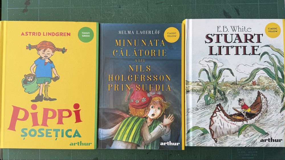 Set trei cărți pt copii de 8-11 ani, lecturi obligatorii Pippi Şosețica, Stuart Little, Nils Holgersson