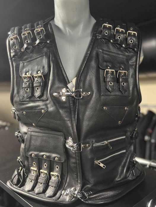 Кожен елек icon кожа естествена телешка елеци мото мъжки дамски детски