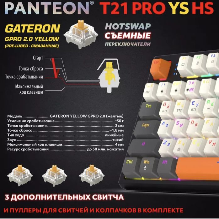 Клавиатура PANTEON T21 PRO YS HS Limited edition Black-Ivory-Grey(65)
