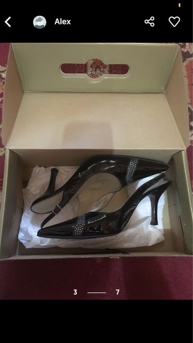 Pantofi lac Guban stiletto ciocate sandale pantofi negri toc mic 37
