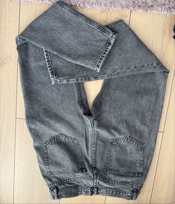 Blugi Mom culoare gri Pull&Bear