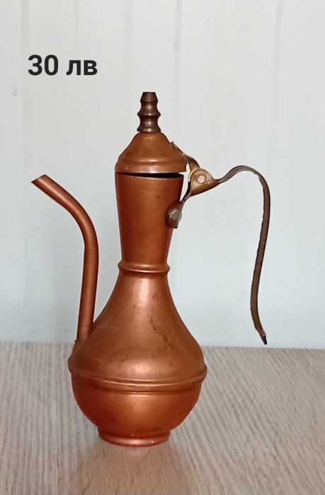 Медна кутийка, ибрик, пано, сервиз