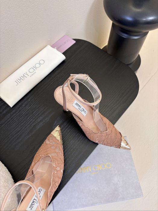 Pantofi Jimmy Choo Faiz leather-trimmed lace pumps