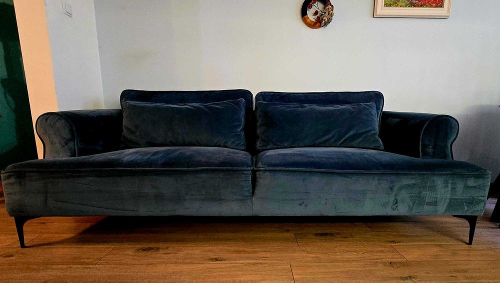 Нова цена.Дизайнерски диван Mobiladalin MANHATTAN – велур Dark Blue