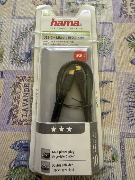 Hama Cablu USB-C, ștecher USB-C - ștecher Micro USB 2.0, 0.75m