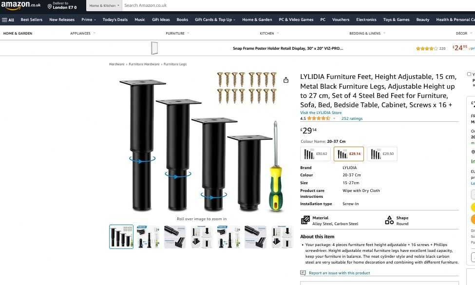 Picioare mobila, reglabile sau fixe, otel carbon, 5 -40 cm