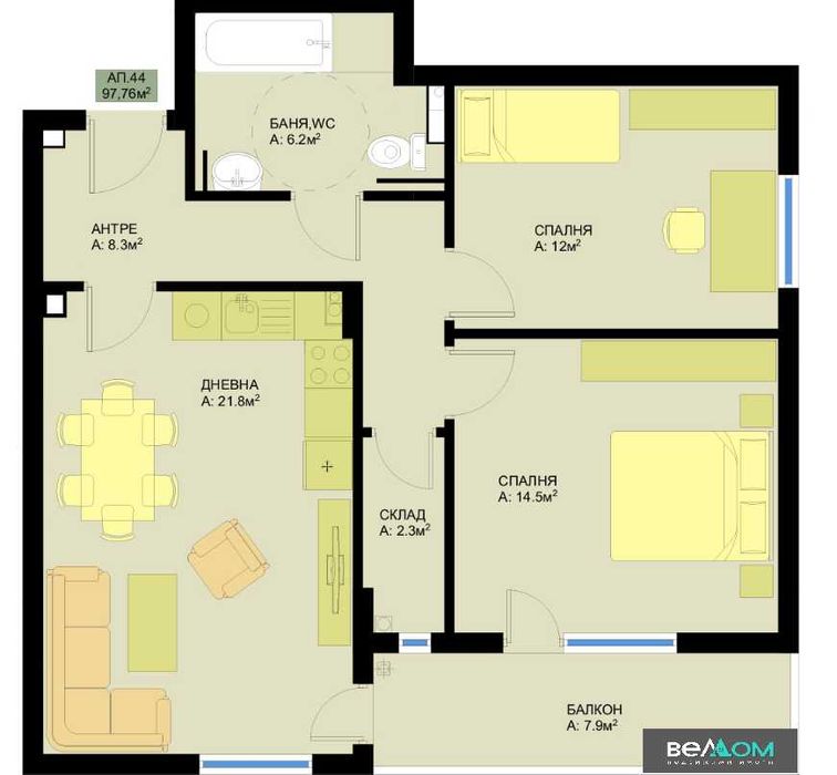 Продава се Тристаен апартамент в Варна, Гранд Мол Варна - 98 кв.м за 1842 €/кв.м - Снимка #5