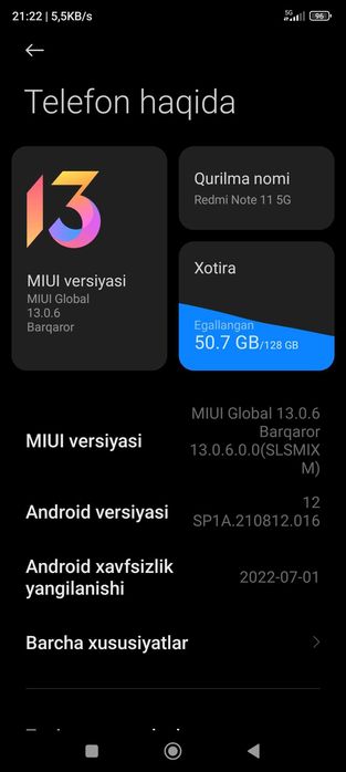 Redmi note 11 5G internet 6 128