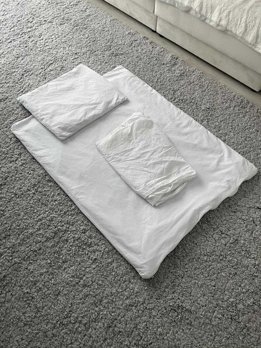 Lenjerie 5 piese bumbac alb patut 120x60 cm bebe